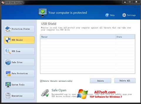 Снимка на екрана USB Disk Security за Windows 7