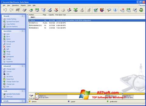 Снимка на екрана Acronis Partition Magic за Windows 7