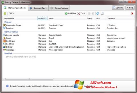 Снимка на екрана Startup Delayer за Windows 7