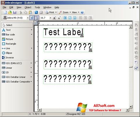 Снимка на екрана Zebra Designer за Windows 7