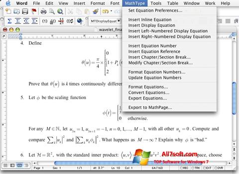 Снимка на екрана MathType за Windows 7