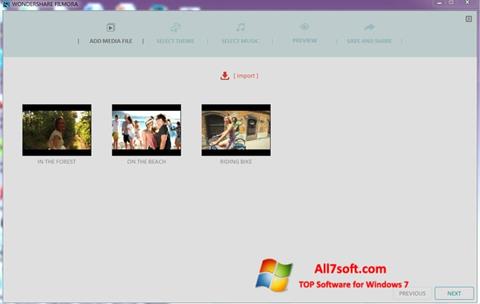 Снимка на екрана Wondershare Filmora за Windows 7