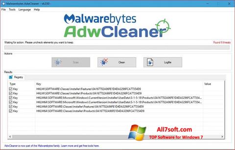 Снимка на екрана AdwCleaner за Windows 7