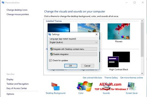 Снимка на екрана Personalization Panel за Windows 7