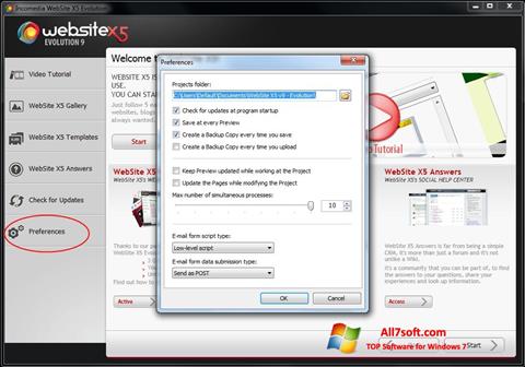Снимка на екрана WebSite X5 за Windows 7