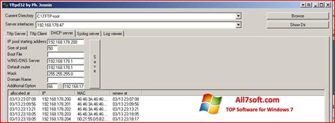 Снимка на екрана Tftpd32 за Windows 7